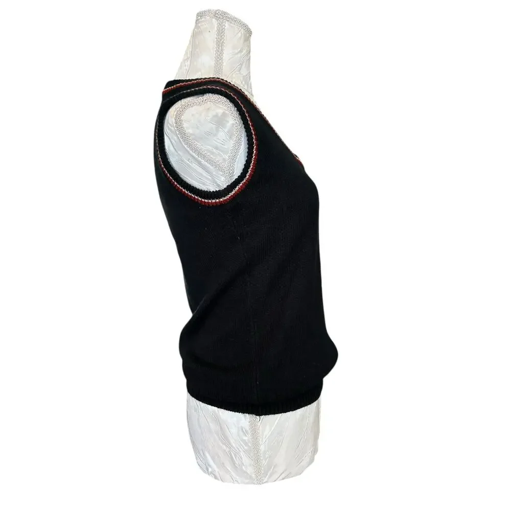 Vintage 50s/60s Cable Knit Sweater Vest Set Black Small - Picture 14 of 16